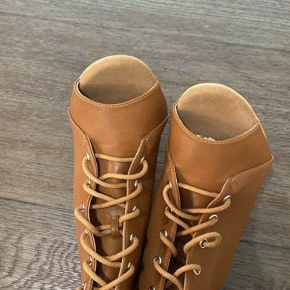 NWT BURJU Moment Nude Open Toe Lace Up Ankle Boots | Size 5.5 - Picture 8 of 12